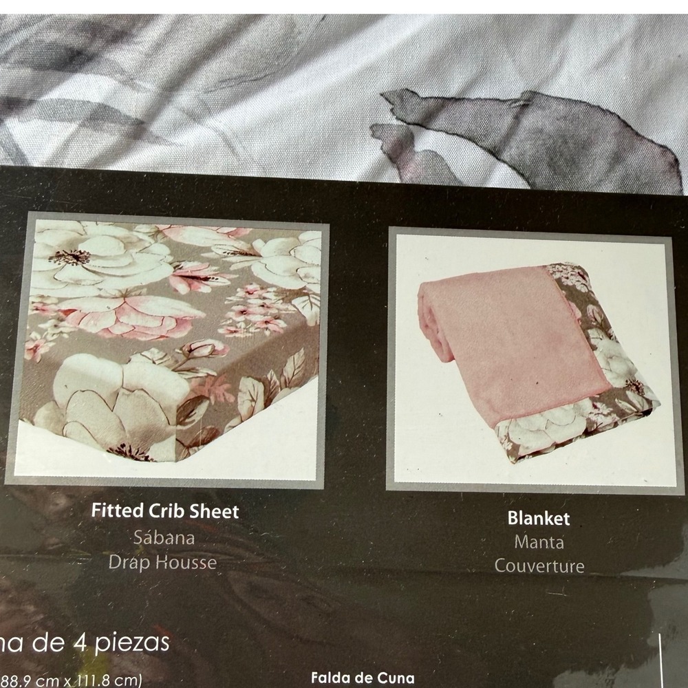 Lambs & Ivy Signature Botanical Baby
4 Piece Crib Bedding Set Pink Floral NEW - Picture 5 of 7